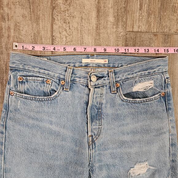 Levi's Wedgie Ankle Jeans Womens Size 28 Distressed Light Wash High Rise Grunge - Picture 2 of 11